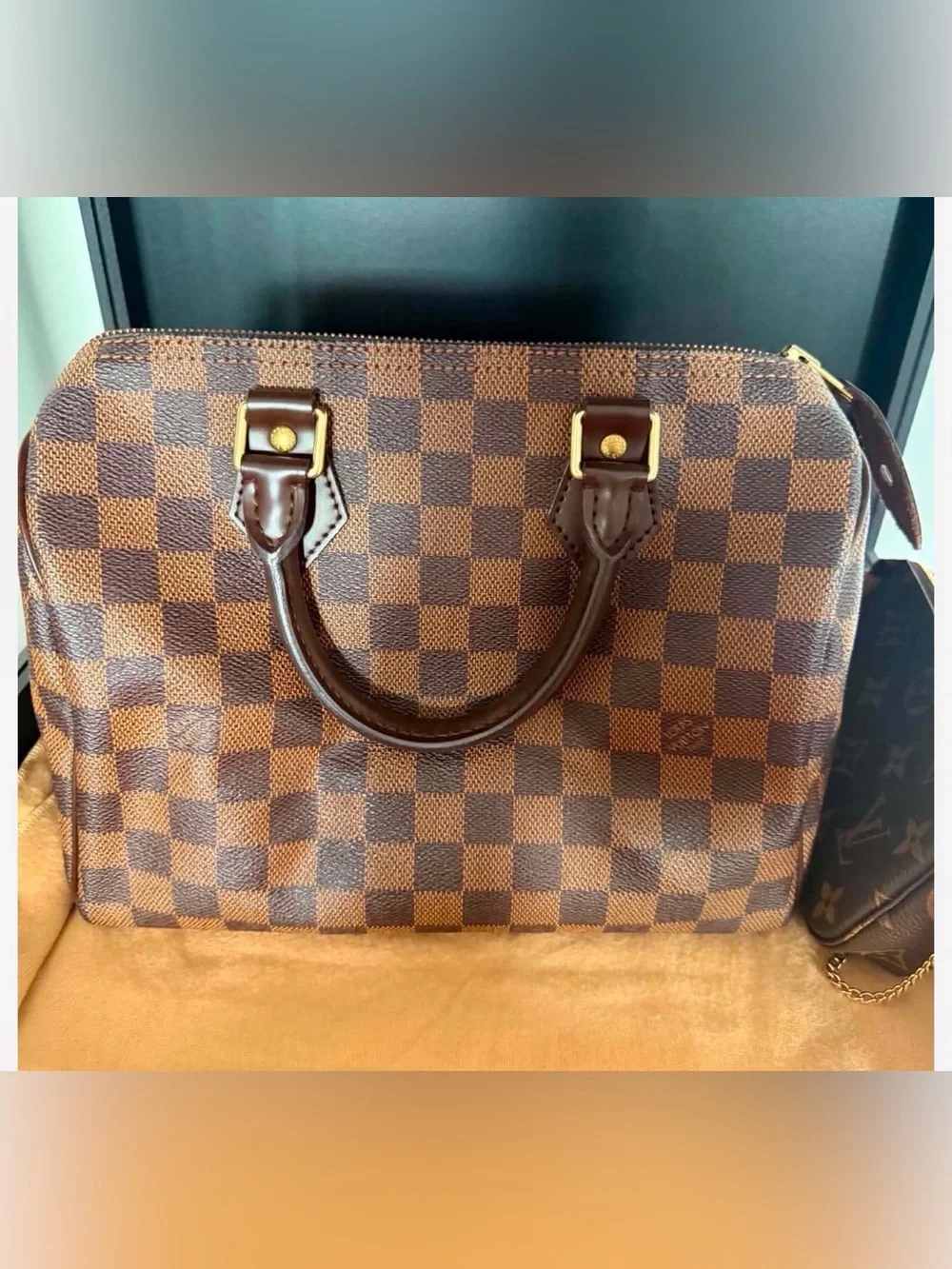 🆕 Louis Vuitton Speedy 25 Damier Ebene Satchel Bag